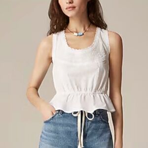 NWT  J.Crew Flutter-hem tank in cotton poplin